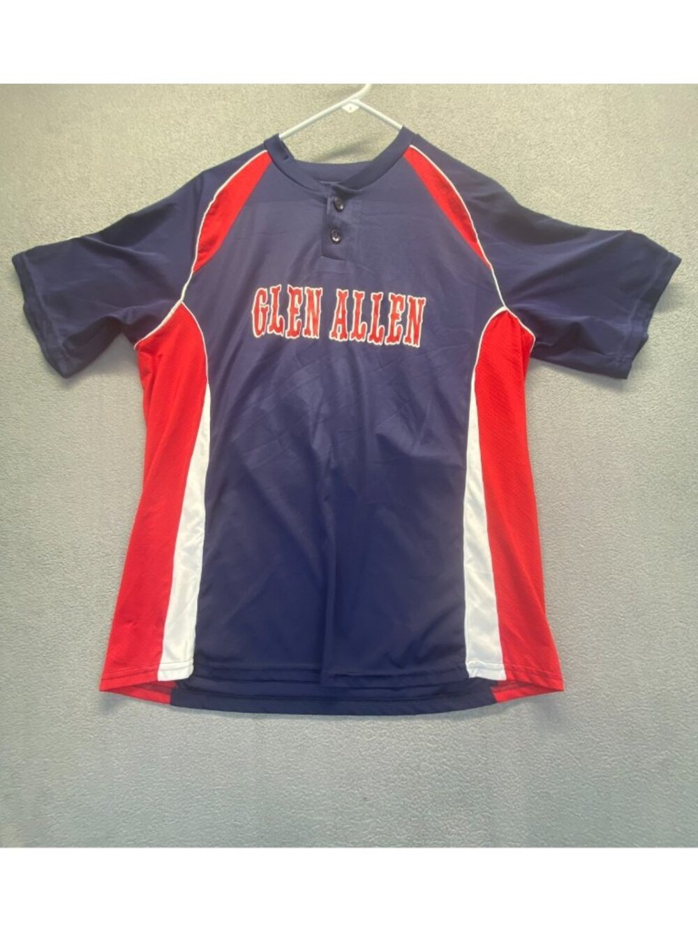 Augusta Sportswear Virginia  Mens  Sz L  Navy  Red Shiny Short Sleeve V-neck